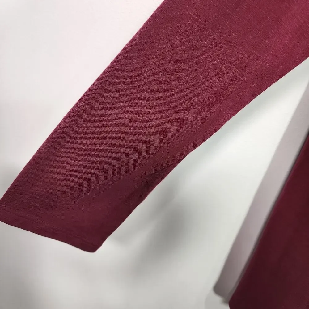 J. Jill Women Luxe Supima Forward Seam Tunic Top S Petite Bordeaux Knit Pullover